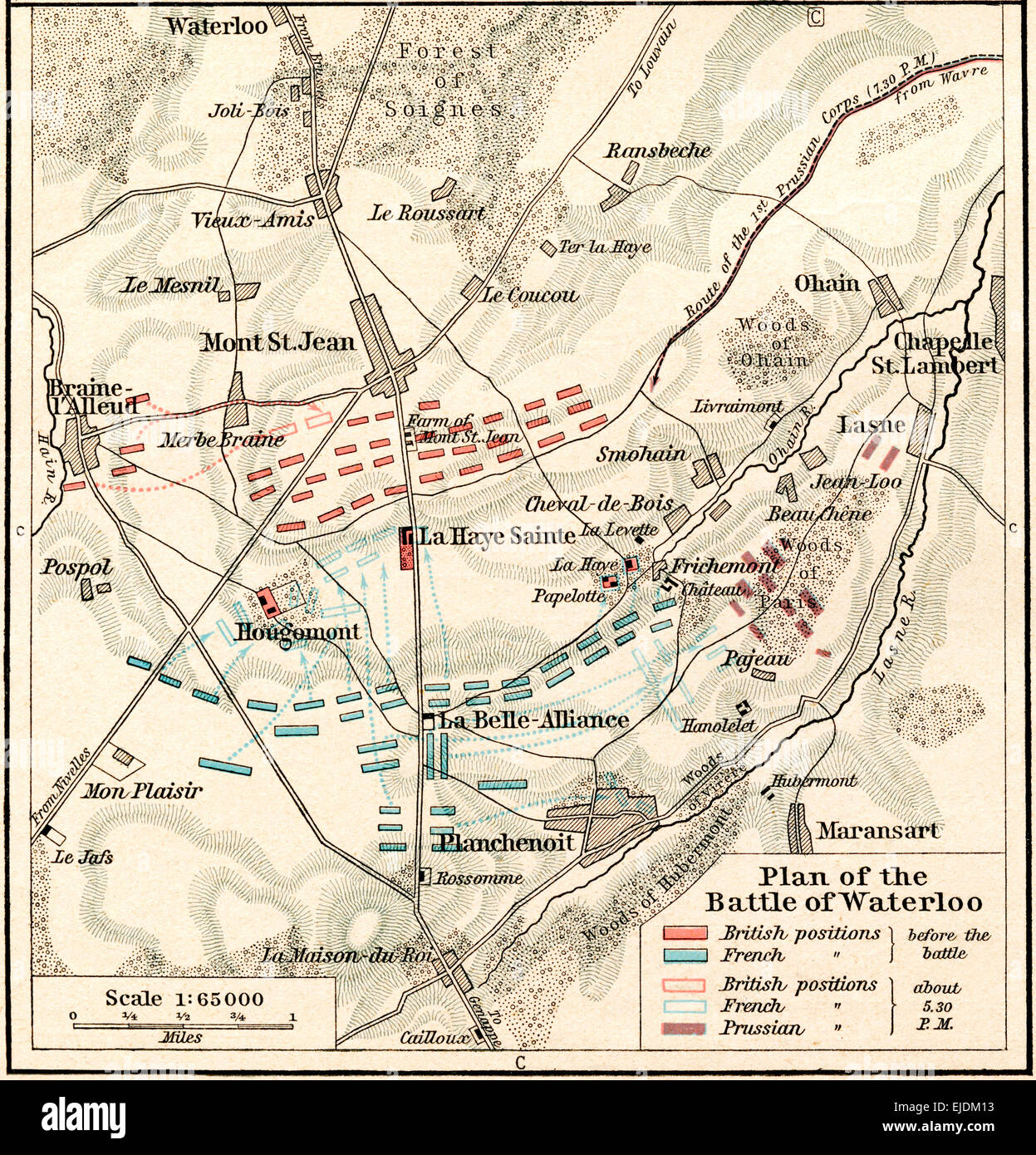 Plan de la bataille de Waterloo, du 16 au 18 juin 1815. Atlas