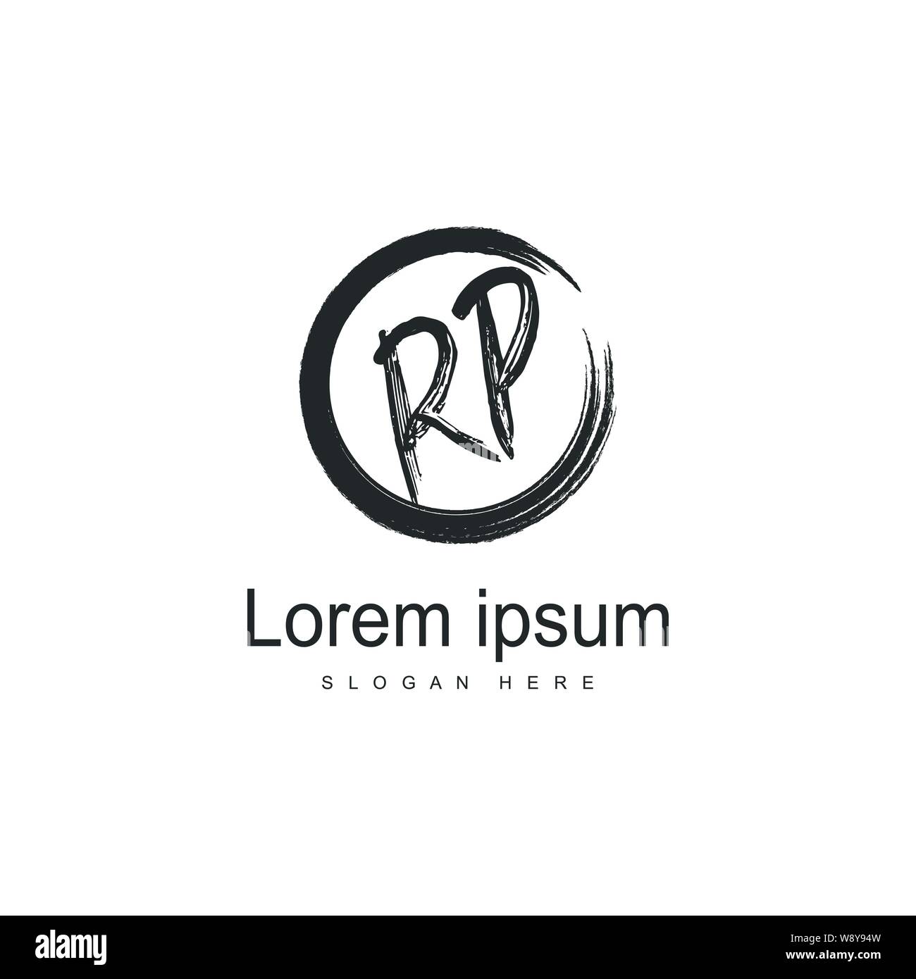 Logo RP Initial modèle avec cadre moderne. Lettre RP minimaliste design ...